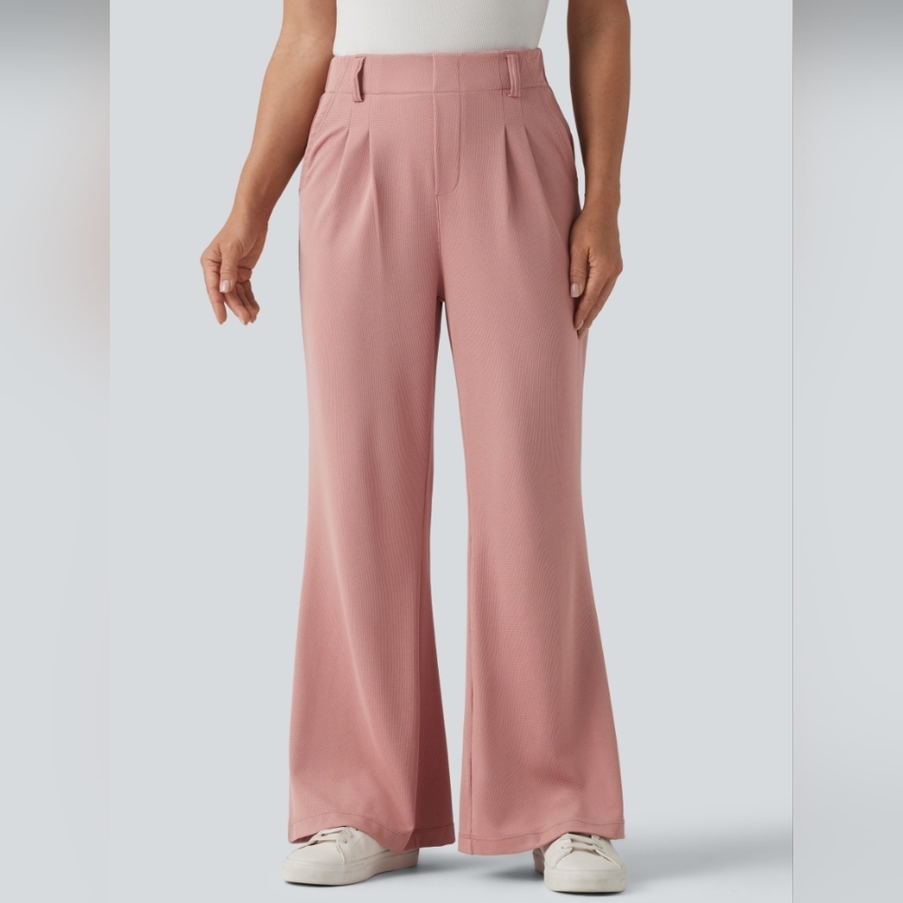 Halara Flex High Waisted Flare Waffle Work Pants With Pockets NWT